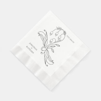 Floral Custom Name Personalized Elegant  Pappersservett