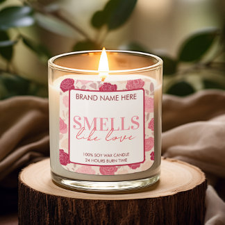 Floral Custom Valentine's Day Candle Label Fyrkantigt Klistermärke
