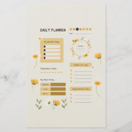 Floral Daily Planner with Sunflowers & Daisies Brevpapper