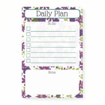 Floral Daily Planning Checklist Notepad
