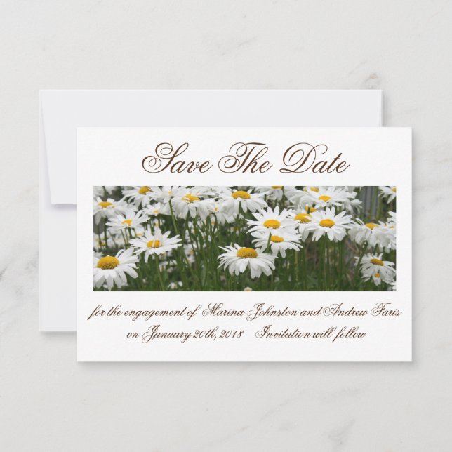 Floral Daisies save The Date Invitation Spara Datumet (Framsida)