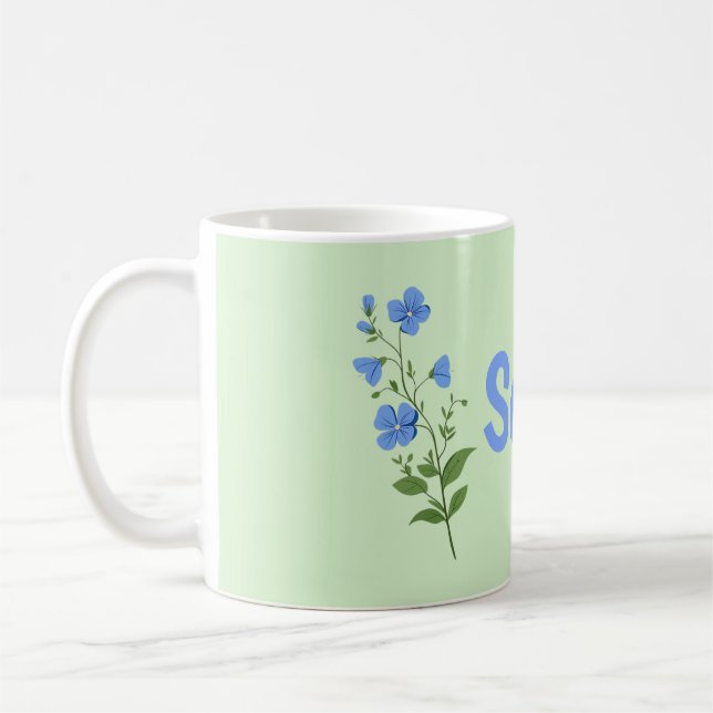 Floral daisy modern personalized cute elegant blue kaffemugg (Vänster)