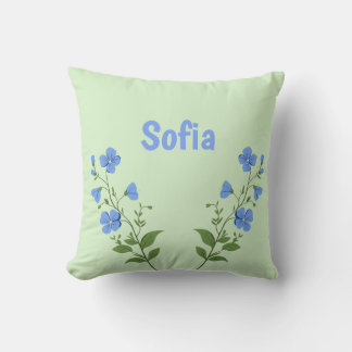 Floral daisy modern personalized cute elegant blue kudde