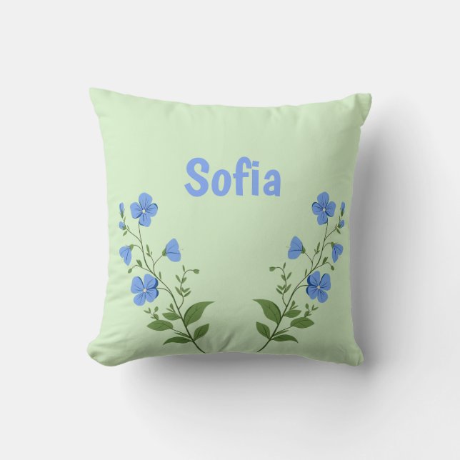Floral daisy modern personalized cute elegant blue kudde (Framsida)