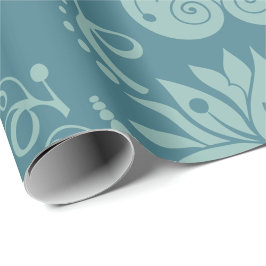 Floral decorative light blue ornate pattern  presentpapper