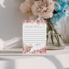 Floral Deer Birthday Message Card Inbjudningar
