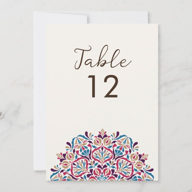 Floral Delight Mandala Wedding Table Number Inbjudningar (Framsida)