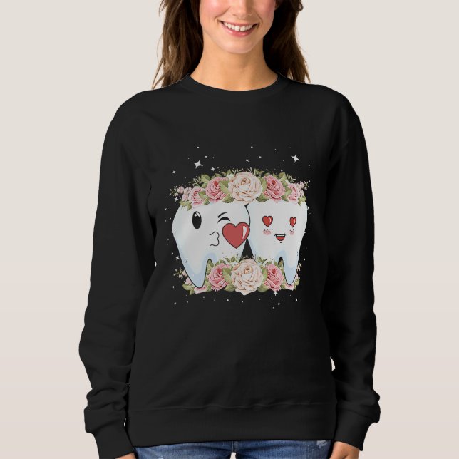 Floral Dentist Dental Hygienist Valentine's Day T Shirt (Framsida)