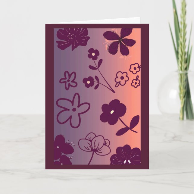 Floral Design print with a touch of pink Kort (Framsida)