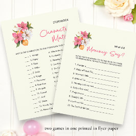 Floral double sided Baby Shower Games Reklamblad