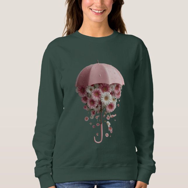 Floral Downpour Bloomfall Sheltered by Spring Wher T Shirt (Framsida)