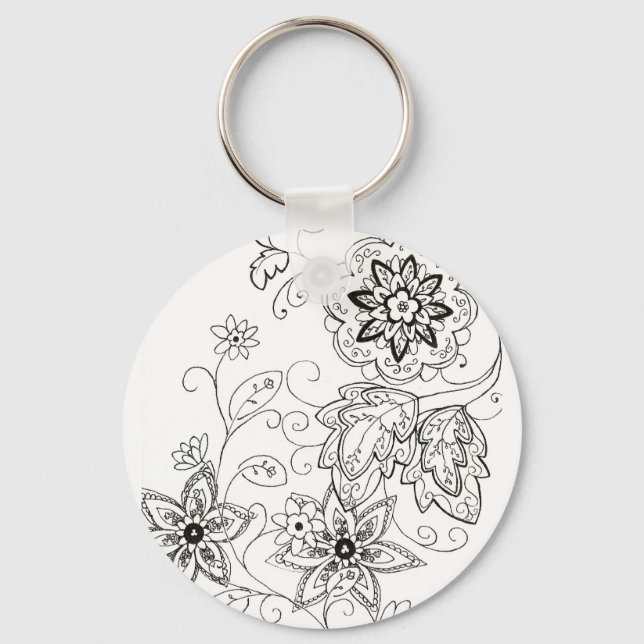 Floral Drawing Key Chain Nyckelring (Framsida)