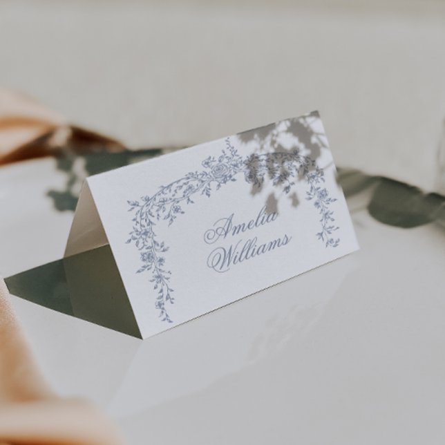 Floral Dusty Blue Boho Botanical Unique Wedding Bordsnummer (Skapare uppladdad)