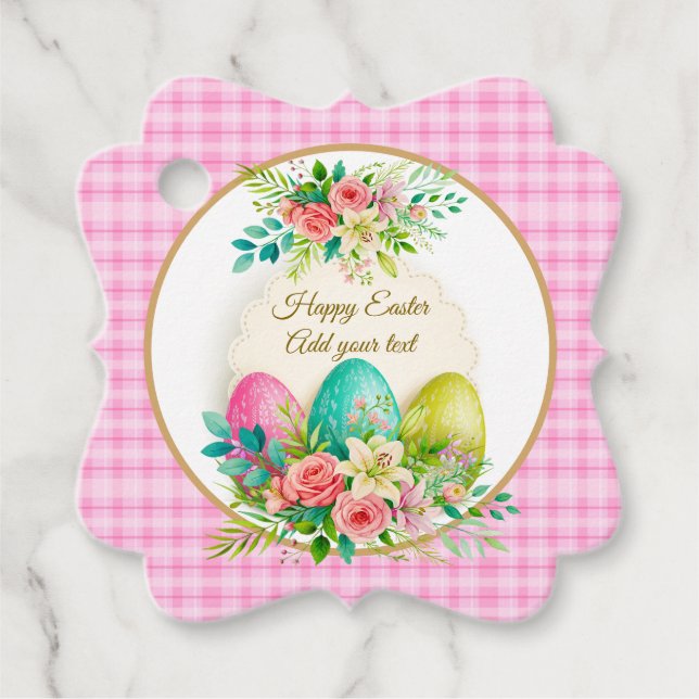 Floral Easter Eggs & Spring Roses Personalized Gåvor Etiketter (Framsida)