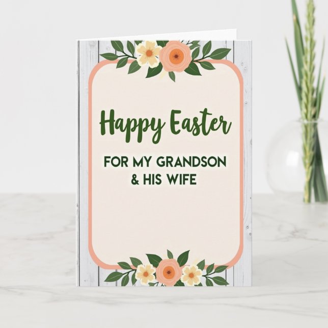 Floral Easter Grandson Card Kort (Framsida)