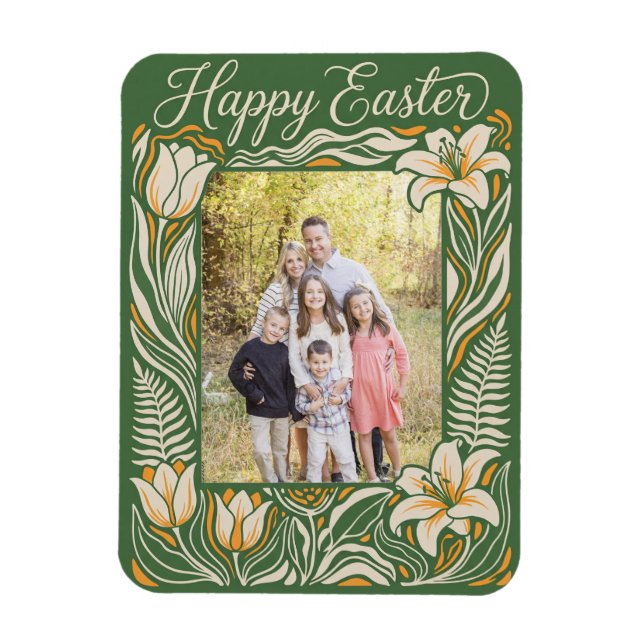  Floral Easter Personalized Lily & Daffodil Magnet (Vertikal)
