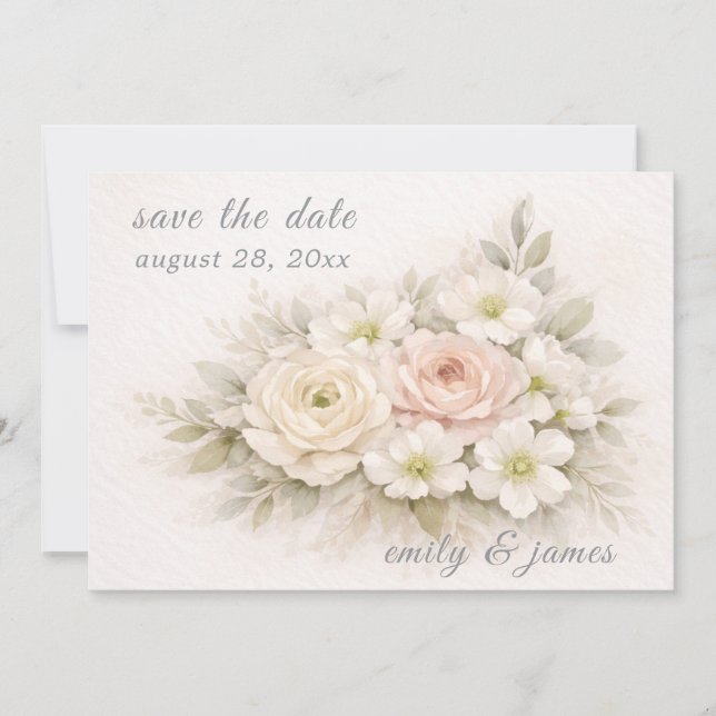 Floral Editorial Bouquet save the date cards (Framsida)