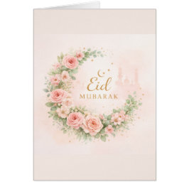 Floral Eid Mubarak – Blush Pink Islamic Gift f Hälsningskort