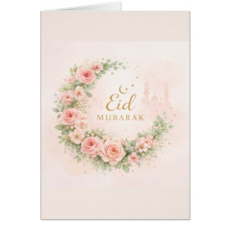 Floral Eid Mubarak – Blush Pink Islamic Gift f Hälsningskort