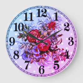 Floral Elegance 10.75" Round Acrylic Wall Clock Stor Klocka