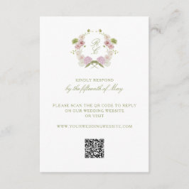 Floral Elegance Monogram Crest Wedding Tilläggskort