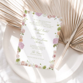Floral Elegance Pink Green Frame Wedding Inbjudningar