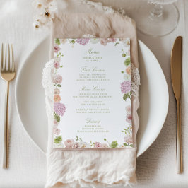 Floral Elegance Pink Green Frame Wedding Meny