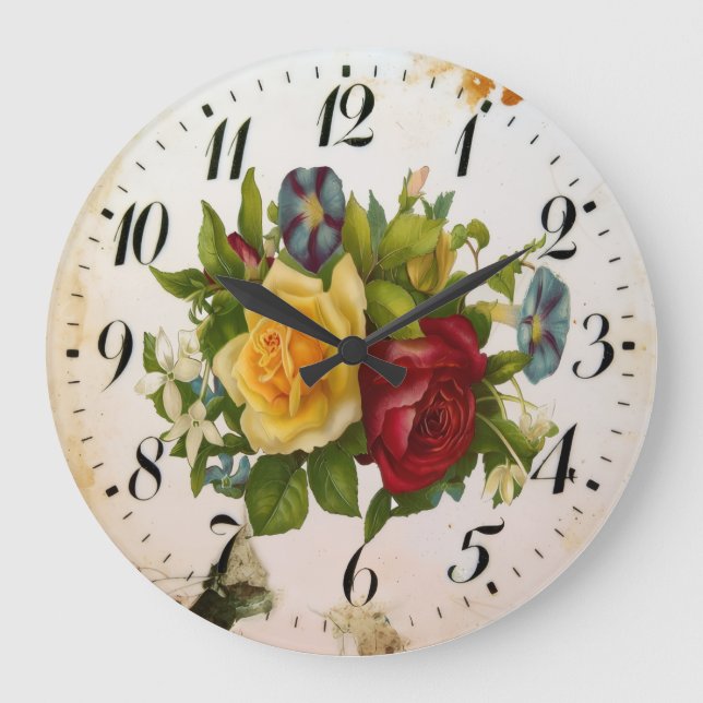 Floral Elegance Round Acrylic Wall Clock Stor Klocka (Framsida)