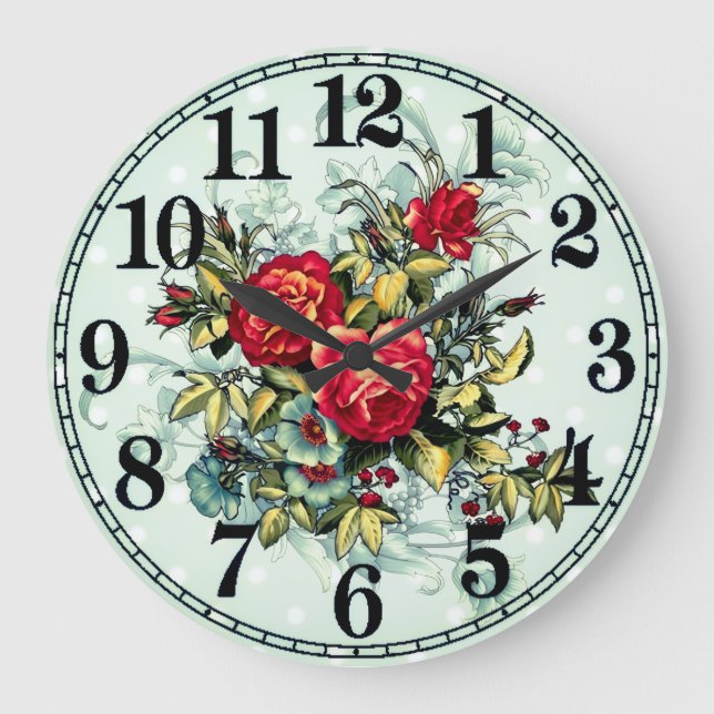 Floral Elegance Round Acrylic Wall Clock Stor Klocka (Framsida)