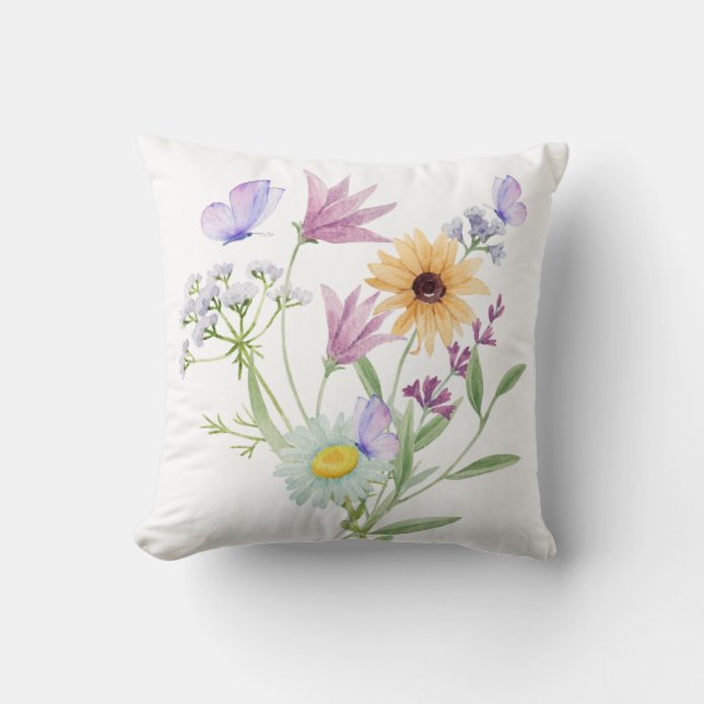 Floral Elegans Linne – Mjuka Pastellblommor  Kudde (Framsida)