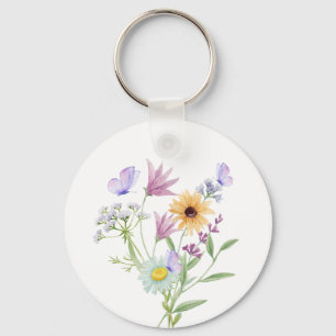 Floral Elegans T-shirt – Mjuka Pastellblommor Nyckelring
