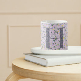 Floral Elegant Classy Monogram H lilac w/phrase Kaffemugg