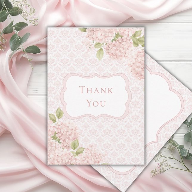 Floral Elegant Pink Hydrangea Bridal Shower  Tack Kort (Skapare uppladdad)
