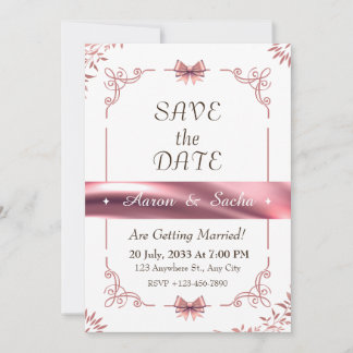 Floral Elegant Save The Date Rose Gold Wedding Inbjudningar