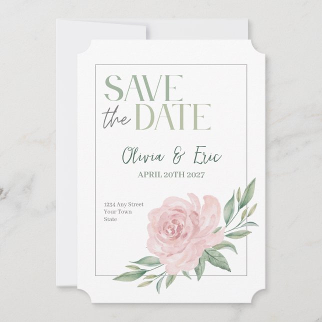 Floral Elegant Wedding Save The Date Card Spara Datumet (Framsida)