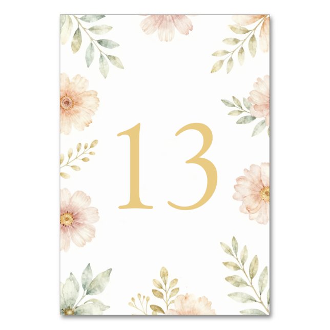 Floral elegant weeding table number bordsnummer (Framsidan)