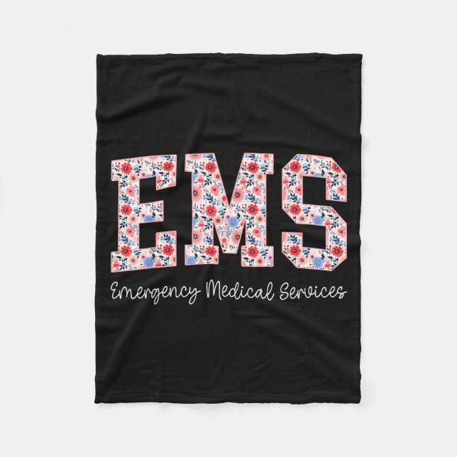 Floral Ems Emergency Medical Services Emt Wildflow Fleecefilt (Framsidan)