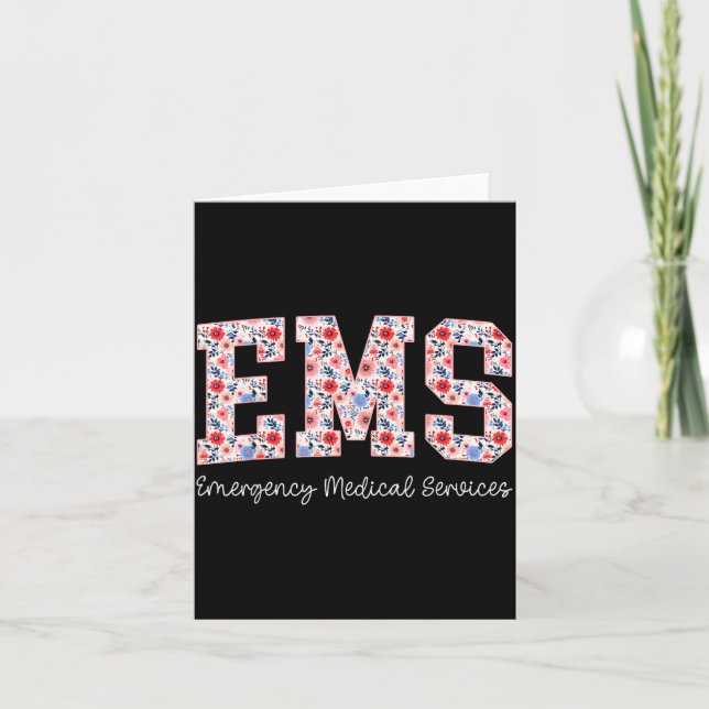 Floral Ems Emergency Medical Services Emt Wildflow Kort (Framsida)