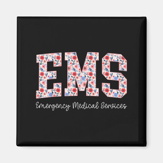 Floral Ems Emergency Medical Services Emt Wildflow Magnet (Framsidan)
