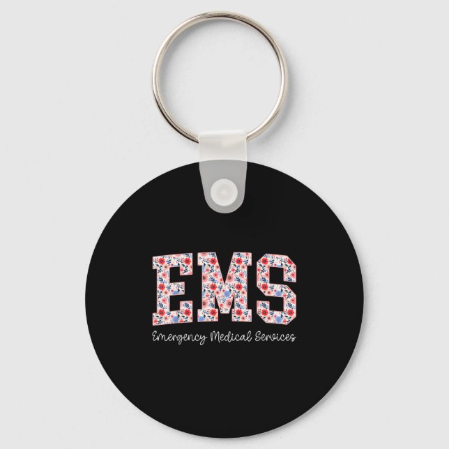 Floral Ems Emergency Medical Services Emt Wildflow Nyckelring (Framsida)