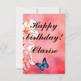 Floral Ephemera vibrant color pink art Tack Kort