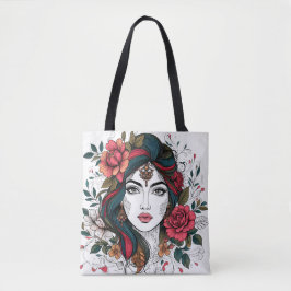 Floral Face – Boho Beauty Tote Tygkasse