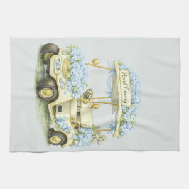 Floral Fairway Hydrangea Golf Cart Sage Tea Towel Kökshandduk