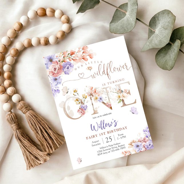 Floral Fairy 1st Birthday Invitation Inbjudningar (Skapare uppladdad)