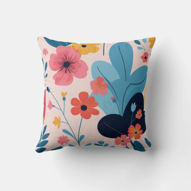 Floral Family Pillow – Bright and Cheerful Gift  Kudde (Baksida)