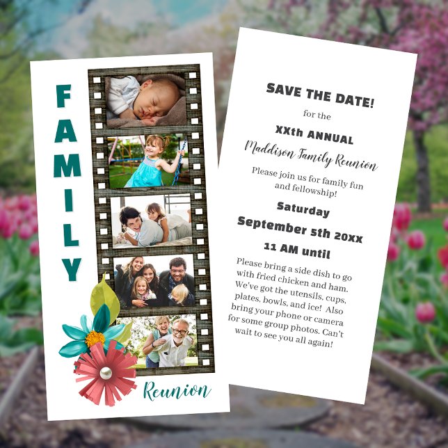 Floral Family Reunion Filmstrip Save the Date  (Skapare uppladdad)