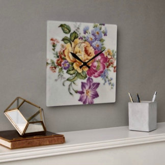 Floral Fantasy Fyrkantig Klocka