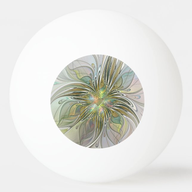 Floral Fantasy Modern Fractal Art Flower With Gold Pingisboll (Framsidan)
