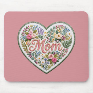 Floral Faux Embroidery Heart Mom Musmatta