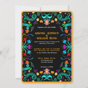 Floral Fiesta Mexikansk Bröllopsfolkkonst Inbjudningar